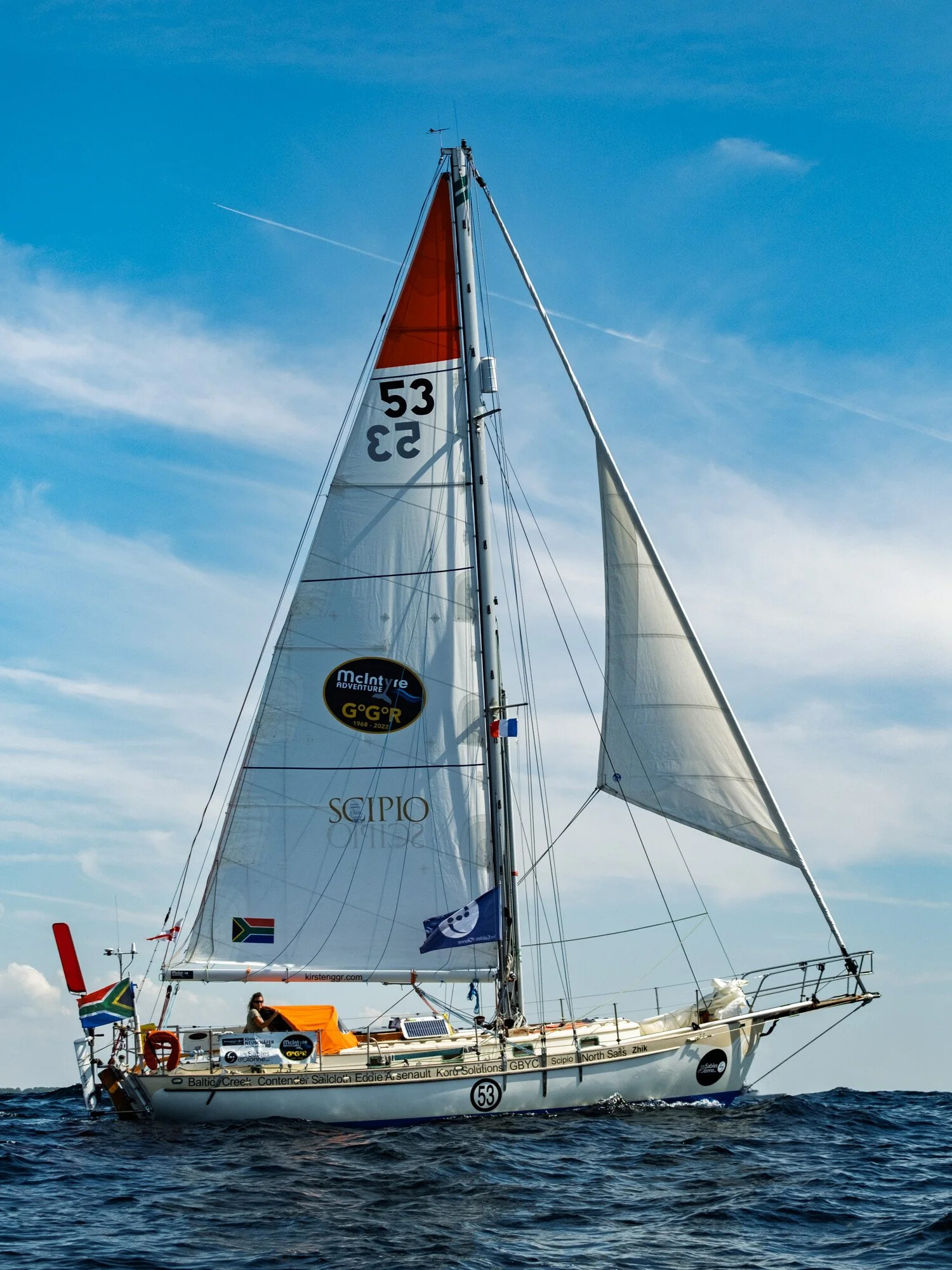 France, Les Sables d Olonne, 2022-09-04. Kirsten Neuschafer and the other skippers at the start of the Golden Globe Race