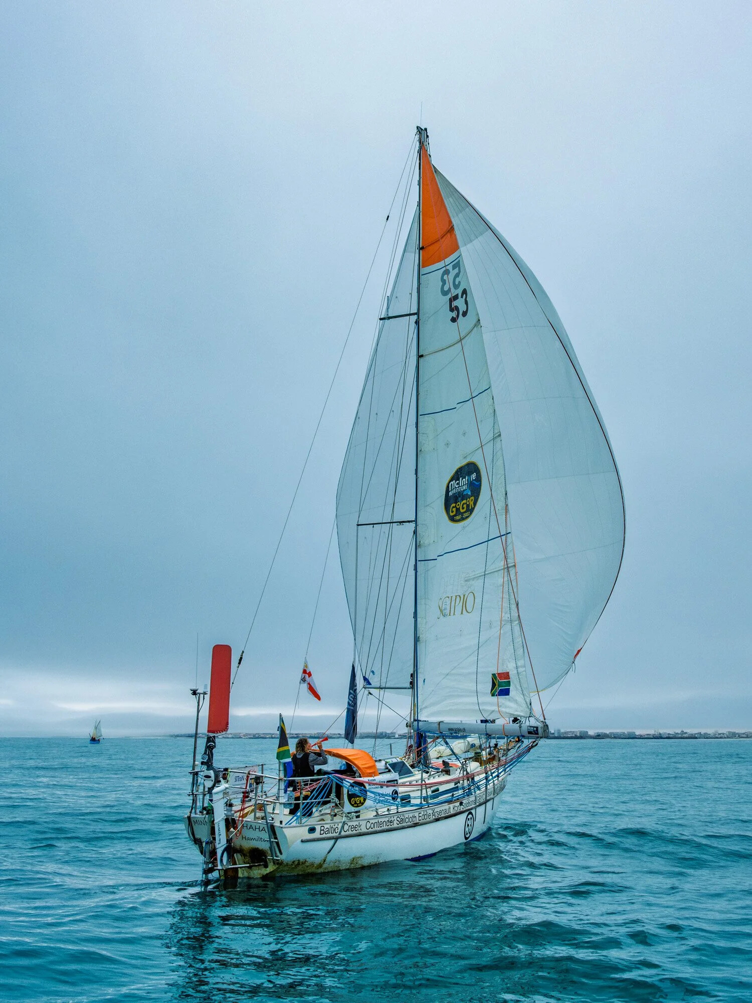 France, Les Sables d Olonne, 2023-04-27. South African sailor Kirsten Neuschafer arrives in Les Sables-d Olonne after wi