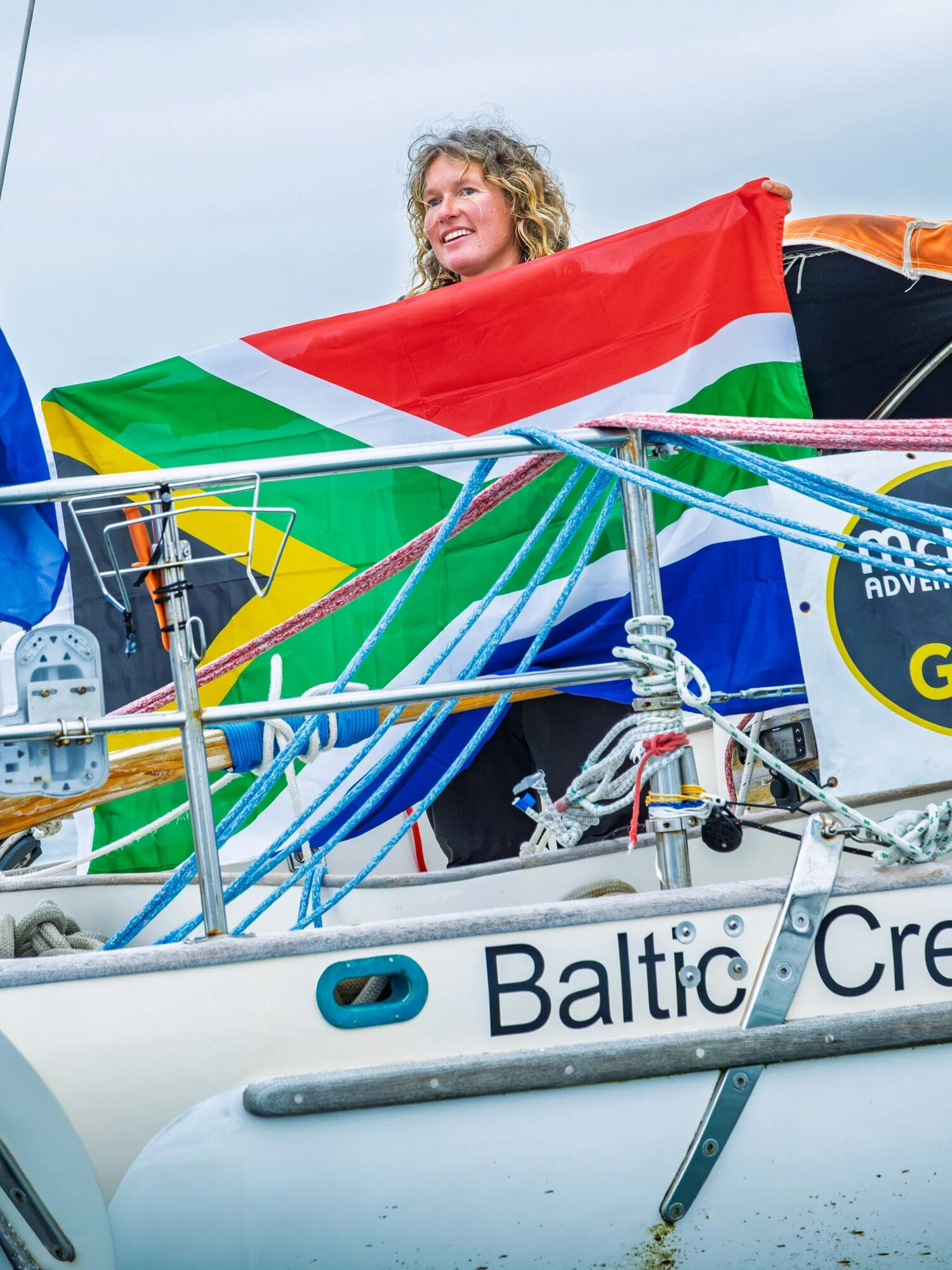 France, Les Sables d Olonne, 2023-04-27. South African sailor Kirsten Neuschafer arrives in Les Sables-d Olonne after wi