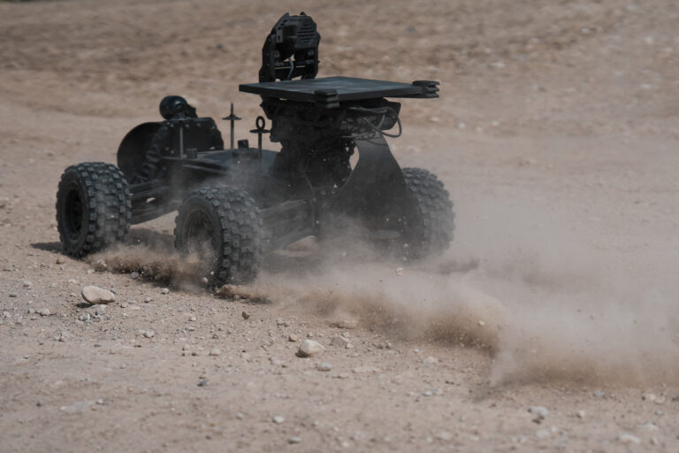 Latvia, Riga, 2026-05-11. NATO soldiers take part in Exercise Crystal Arrow in Latvia. Unmanned ground vehicles are test