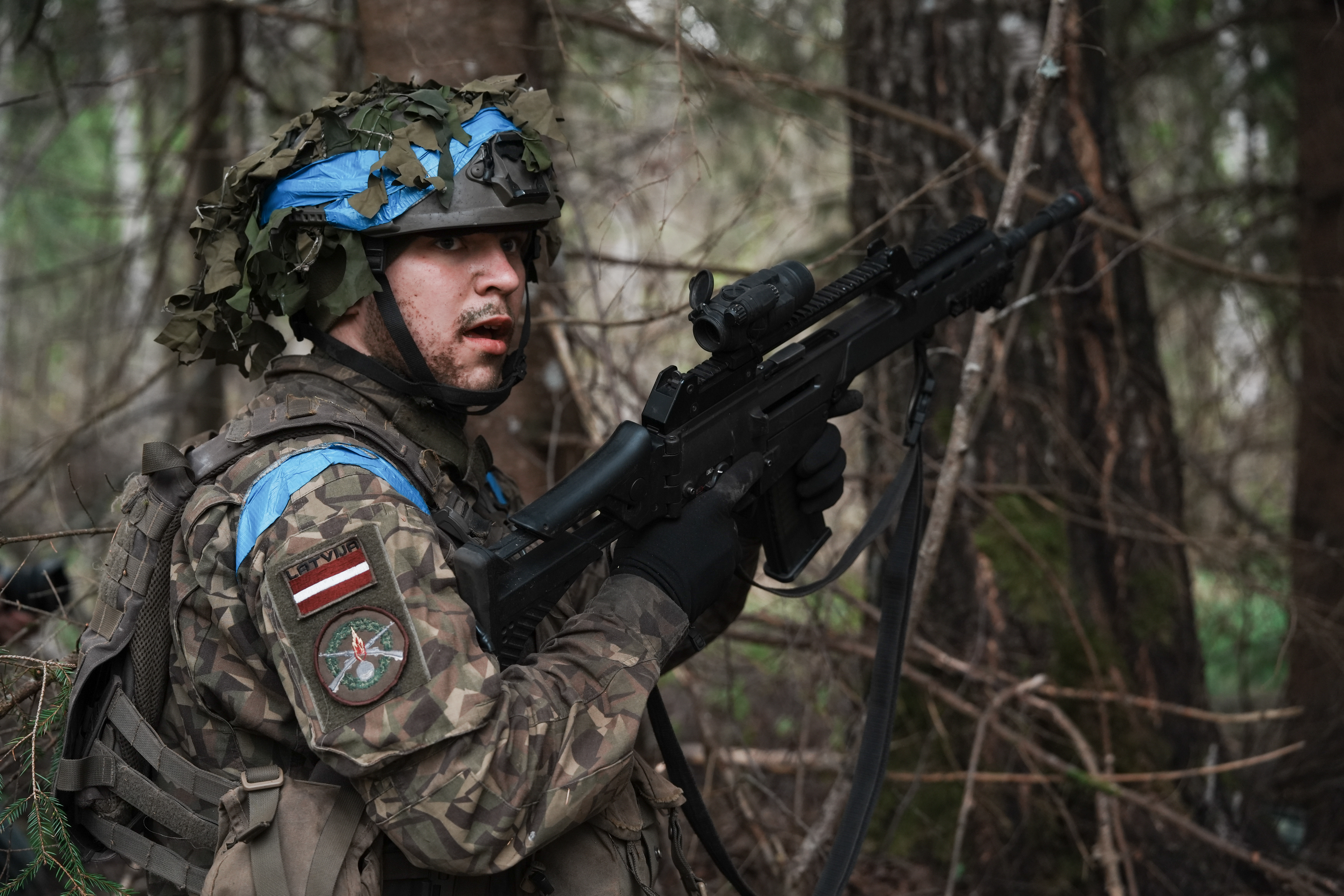 Latvia, Riga, 2026-05-11. NATO soldiers take part in Exercise Crystal Arrow in Latvia. Unmanned ground vehicles are test