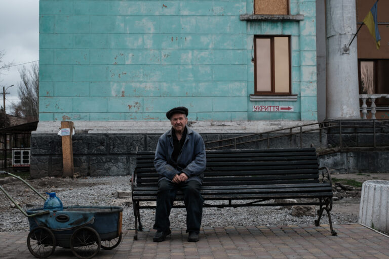 Ukraine, Bilytske, 2025-04-05. Nikolai, born in 1941, is a former miner living in Bilytske, near Pokrovsk, in the Donbas