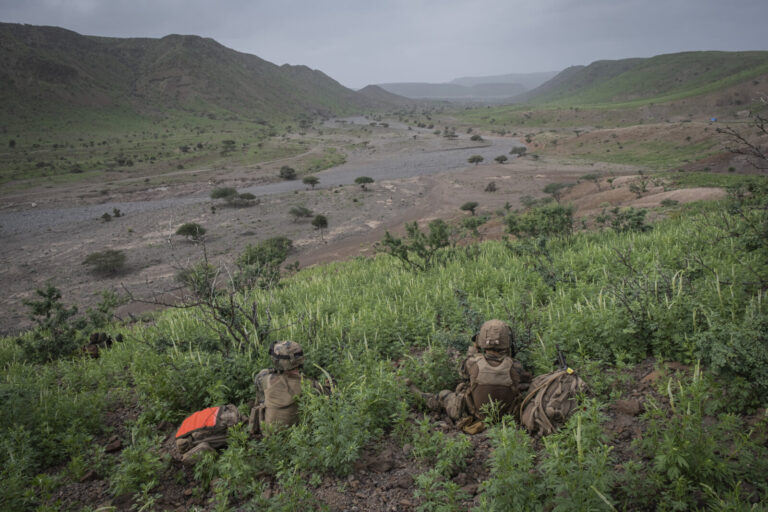 Djibouti, Djibouti, 2020-01-28. Officer cadets of the French Army infantry school, with foreign cadets among them, train