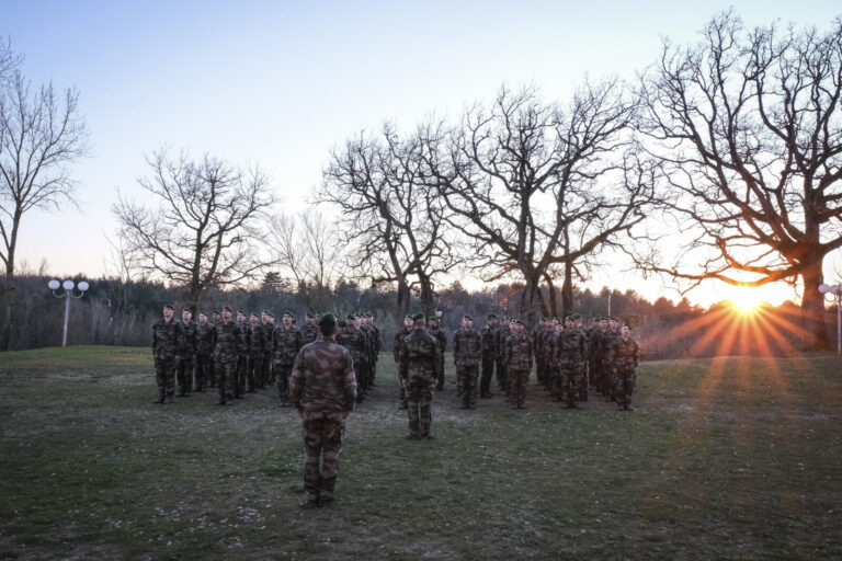 France, Castelnaudary, 2022-01-26. At the 4th Foreign Regiment, the training regiment of the Foreign Legion, recruits fr