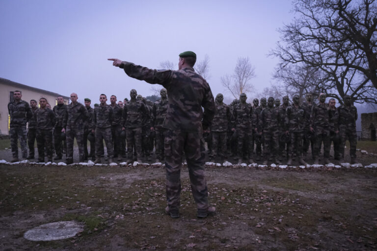 France, Castelnaudary, 2022-01-29. At the 4th Foreign Regiment, the training regiment of the Foreign Legion, recruits fr