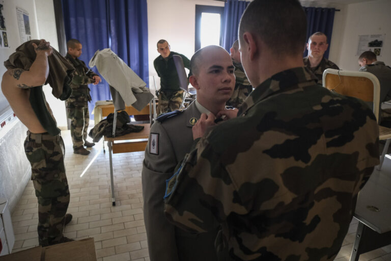 France, Castelnaudary, 2022-01-22. At the 4th Foreign Regiment, the training regiment of the Foreign Legion, recruits fr