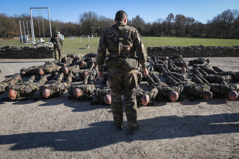 France, Castelnaudary, 2022-01-24. At the 4th Foreign Regiment, the training regiment of the Foreign Legion, recruits fr