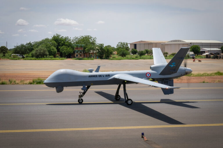 Niger, Niamey, 2018-08-22. Since 2014, the French army has been using Reaper drones to carry out intelligence and survei