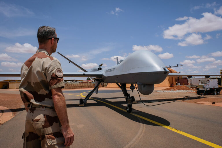 Niger, Niamey, 2018-08-22. Since 2014, the French army has been using Reaper drones to carry out intelligence and survei