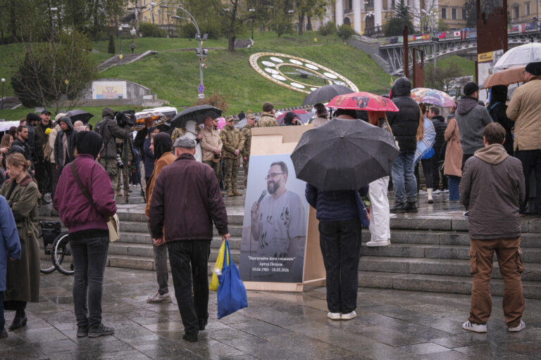 France, Kyiv, 2026-04-18. In Kyiv the war fills the centre of the city, from the military funerals on Maidan to the fiel