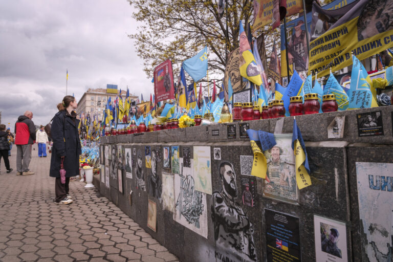 France, Kyiv, 2026-04-18. In Kyiv the war fills the centre of the city, from the military funerals on Maidan to the fiel