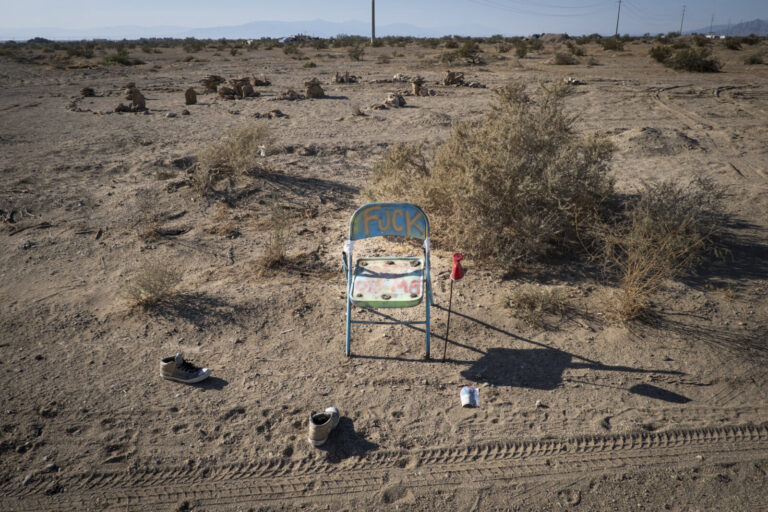 United States of America, Salton City, 2019-11-11. The Salton Sea, an accidental lake in the Californian desert, is dryi