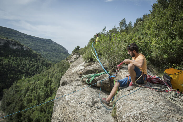 Spain, Sant Miquel del Fai, 2014-07-17. Sixty years after Jean Dieuzaide photographed a tightrope walkers wedding above 