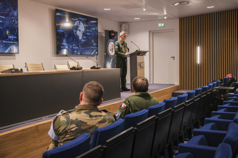 France, Toulouse, 2026-02-18. At the French space command in Toulouse, exercise SPARTEX 2026 trains allied officers to f