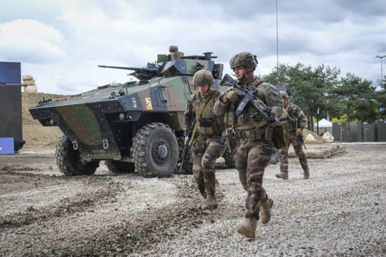 France, Paris, 2024-06-16. On the outdoor ground of Eurosatory 2024, the French police intervention units, the gendarmer