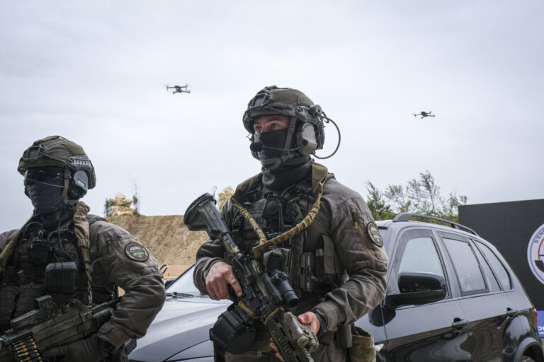 France, Paris, 2024-06-16. On the outdoor ground of Eurosatory 2024, the French police intervention units, the gendarmer