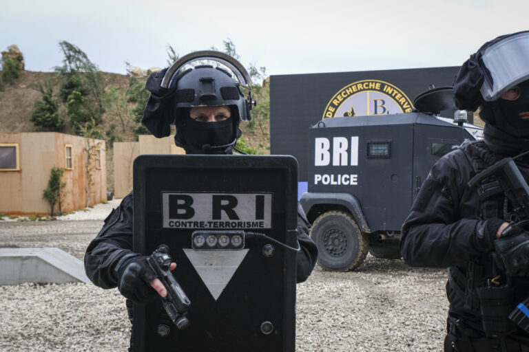 France, Paris, 2024-06-16. On the outdoor ground of Eurosatory 2024, the French police intervention units, the gendarmer