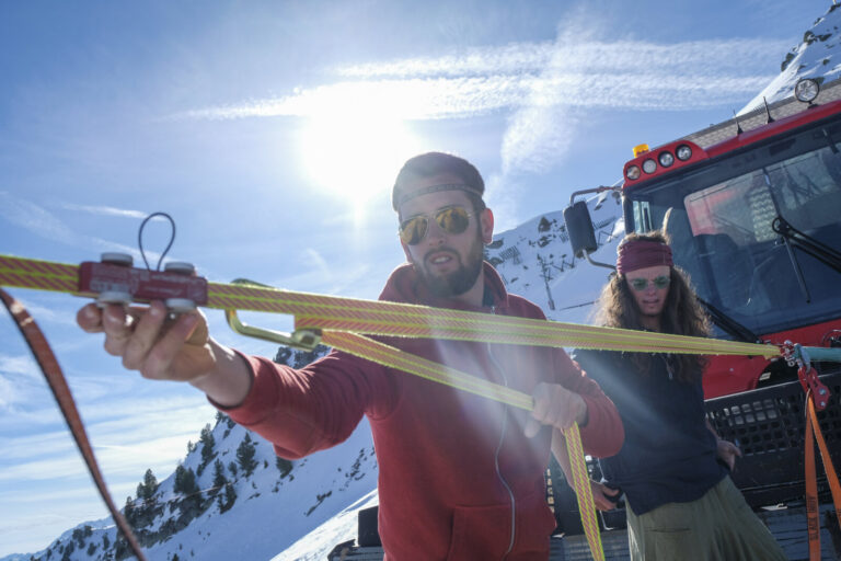 France, Bourg-Saint-Maurice, 2017-04-07. At the Winter Festislack in the ski resort of Les Arcs above Bourg-Saint-Mauric
