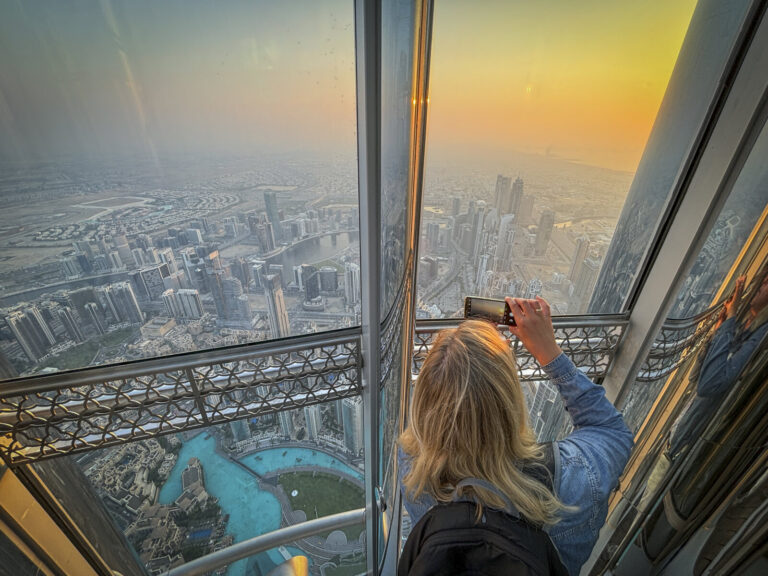 United Arab Emirates, Dubai, 2023-10-28. The Burj Khalifa, the tallest tower in the world, draws visitors to its At the 