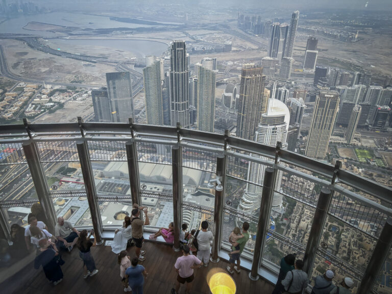 United Arab Emirates, Dubai, 2023-10-28. The Burj Khalifa, the tallest tower in the world, draws visitors to its At the 