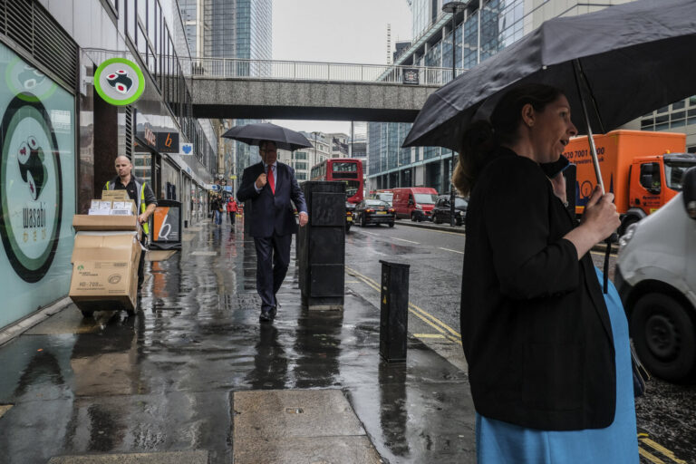 United Kingdom, London, 2016-08-20. Street photography in the City of London on two rainy days of August 2016, weeks aft