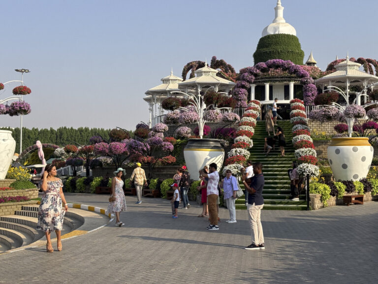 United Arab Emirates, Dubai, 2023-10-19. Dubai Miracle Garden arranges millions of flowers into giant sculptures and flo