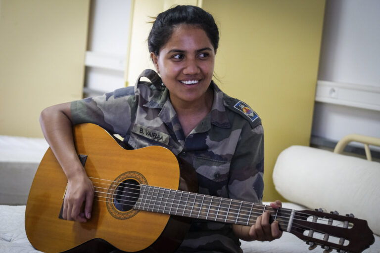French Polynesia, Papeete, 2019-10-30. At the adapted military service regiment of French Polynesia in Papeete, young Po