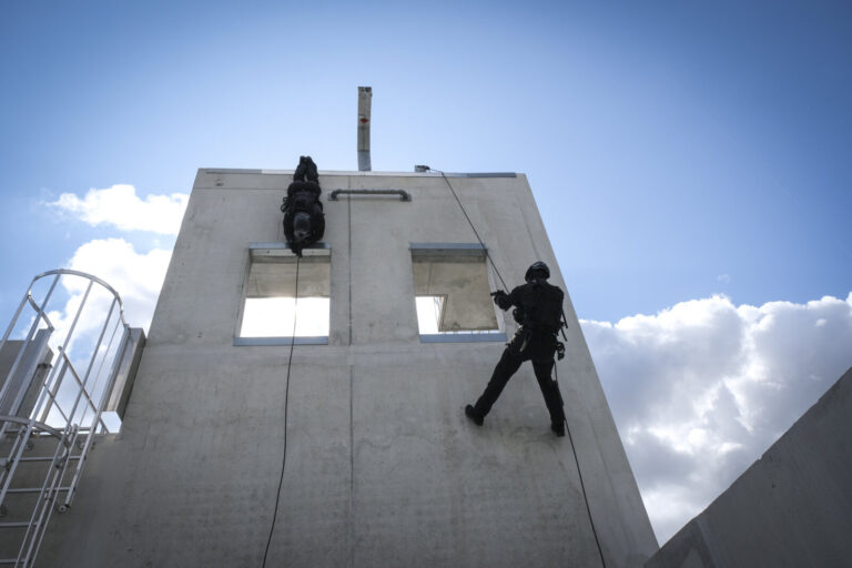 France, Toulouse, 2021-07-09. Rope work training of the Toulouse branch of the RAID, the elite unit of the French nation