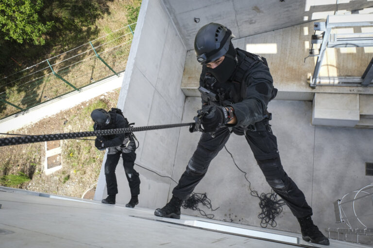 France, Toulouse, 2021-07-09. Rope work training of the Toulouse branch of the RAID, the elite unit of the French nation