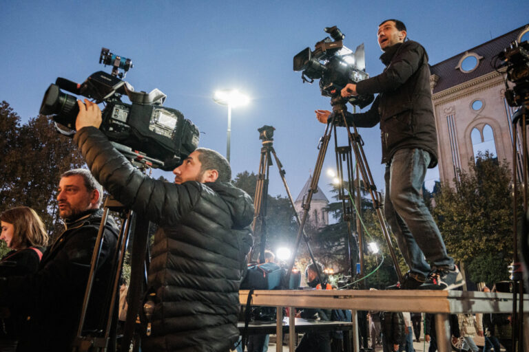 Georgia, Tbilisi, 2024-10-28. Thousands of Georgians rallied in front of the parliament to protest against what they per