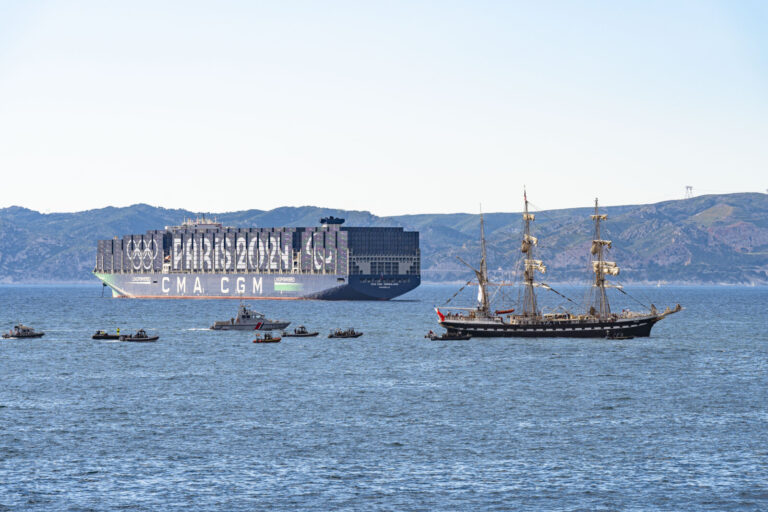 France, Marseille, 2024-05-03. France, Marseille, 2024-05-03, Belem Parade in the Marseille harbor before entering the O