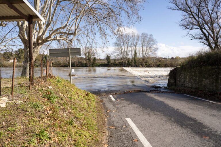 France, Aubais, 2024-05-03. France, Gard, 2024/05/03, Road flooded (D110 and D 412) between Aubais (Gard) and Villetelle