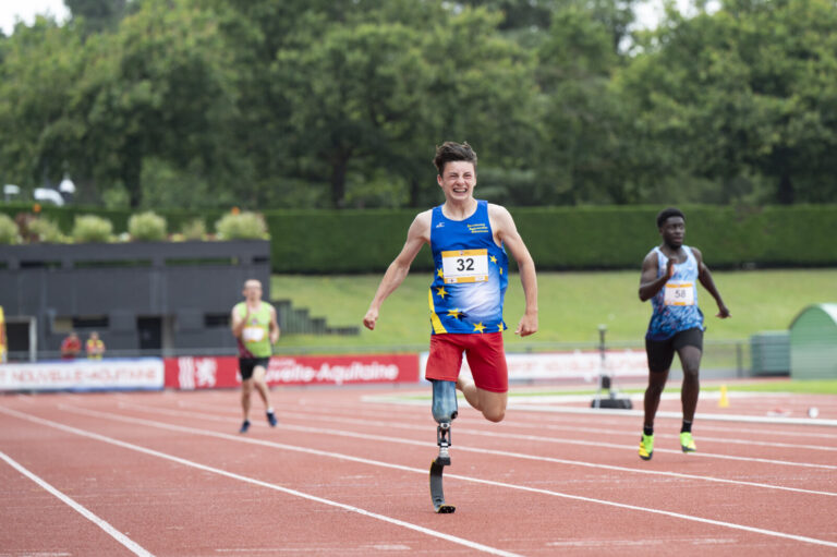 France, Talence, 2024-06-29. France, Talence, 2024-06-29, Emilien Passon, 17 years old, hope of French para athletics. A