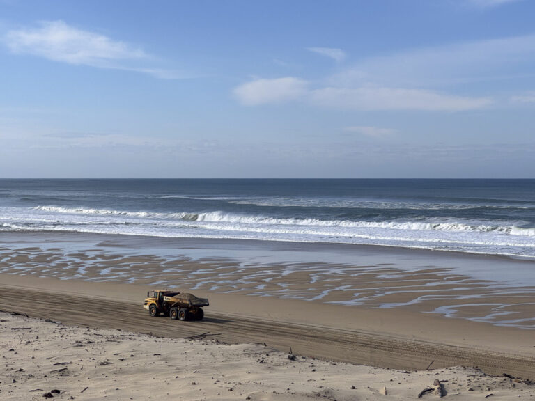 France, Biscarosse, 2025-03-03. France, Biscarosse, 2025-03-03, Work to re-profile the dune in winter. This large-scale 