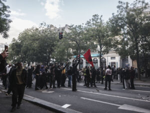 France, Paris, 2026-10-17. Thousands of demonstrators gather on the Place de la République during a major national prote
