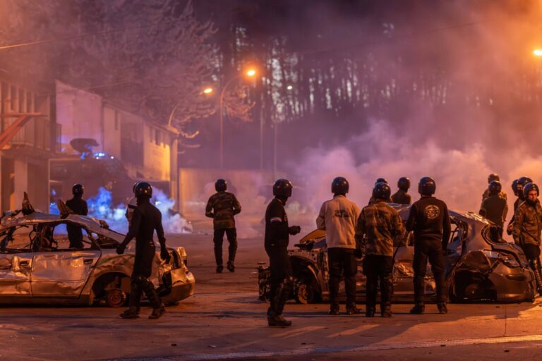 France, Saint-Astier, 2025-04-09. Mobile gendarmes take part in a training and evaluation exercise at the Centre Nationa