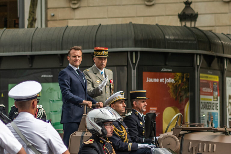 France, Paris, 2025-07-14. July 14, 2025 military parade on the Champs-Elysees avenue in Paris. Celebration of the Frenc