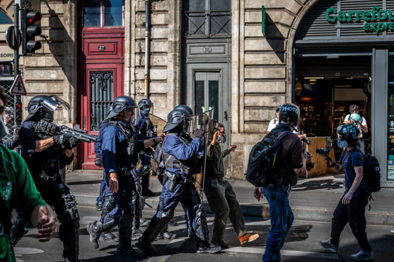 France, Bordeaux, 2026-10-06. On October 6, 2026, nearly 9,000 people march through Bordeaux. Initially called around so