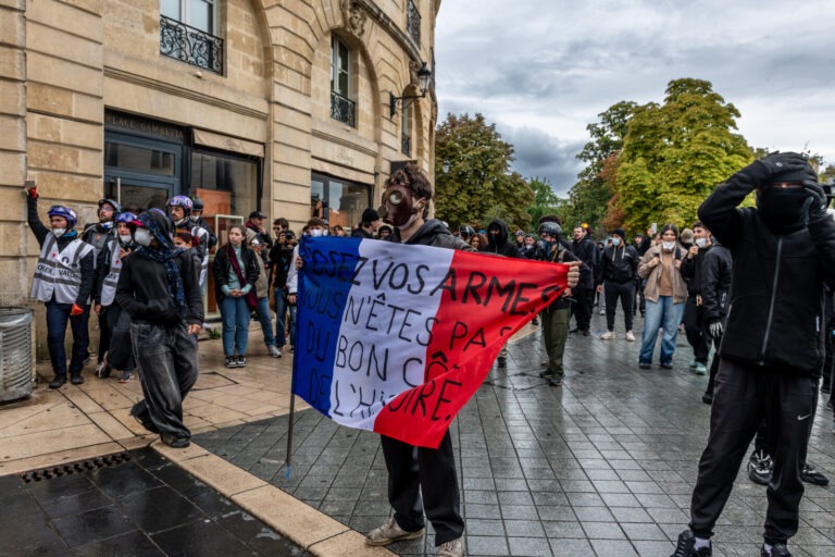 France, Bordeaux, 2026-10-24. In Bordeaux, the march on the second day of protests against the rising cost of living ini