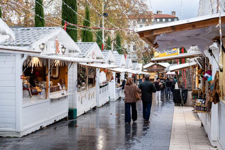 France, Lyon, 2025-11-25. The Christmas market at Place Carnot has just opened its doors, one month before the end-of-ye