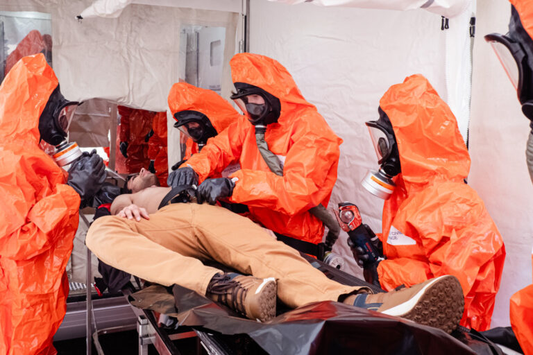 France, Lyon, 2026-03-30. The national ORION exercise at the Hospices Civils de Lyon, involving students from Lyon simul