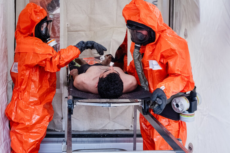 France, Lyon, 2026-03-30. The national ORION exercise at the Hospices Civils de Lyon, involving students from Lyon simul