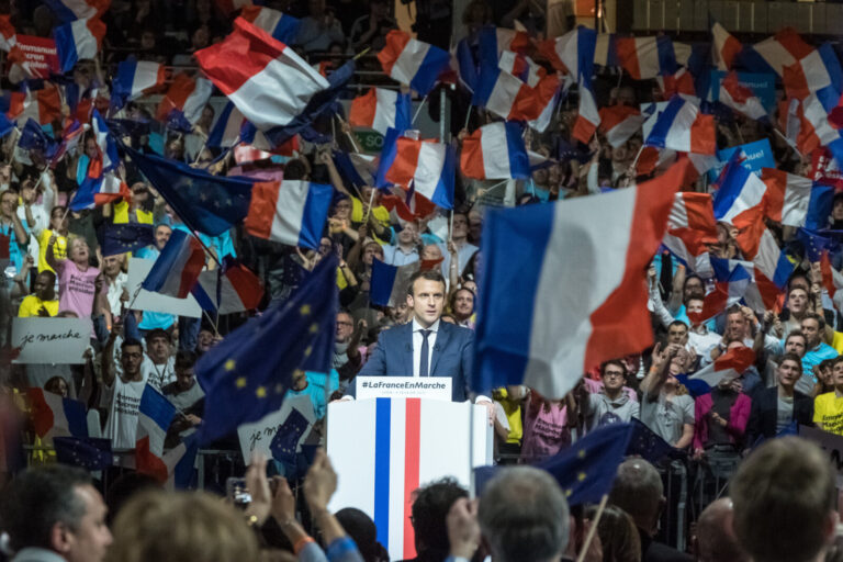 France, Lyon, 2017-02-04. Lyon (France), le 4 fevrier 2017. Emmanuel Macron, candidat a la presidentielle lance sa campa