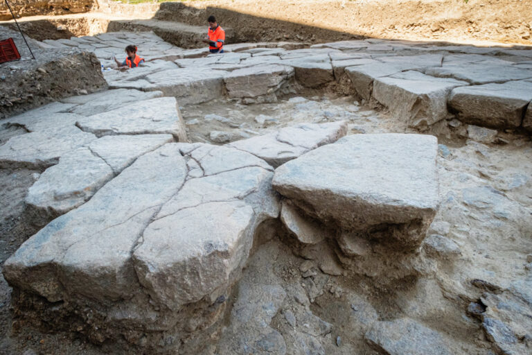 France, Lyon, 2025-04-10. Two archaeologists on the site of the discovery of exceptional remains at the Loyasse cemetery