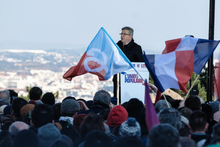 France, Lyon, 2022-03-06. Lyon (France), le 6 mars 2022. Meeting de Jean-Luc Melenchon candidat de la France Insoumise a