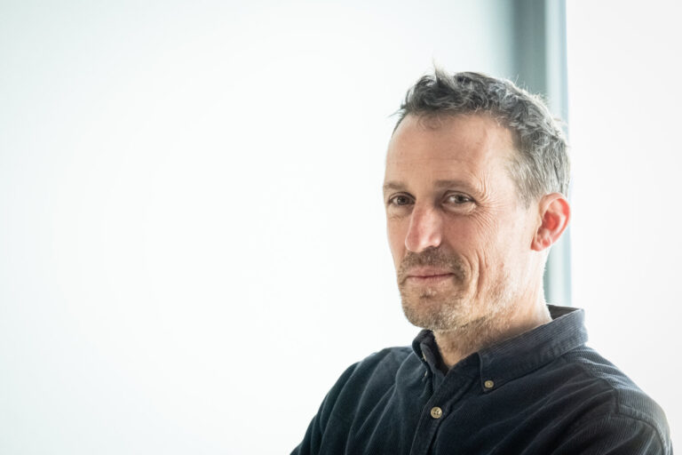 France, Lyon, 2024-02-14. Portrait of Vincent Munier wildlife photographer and filmmaker at the Musee des Confluences fo