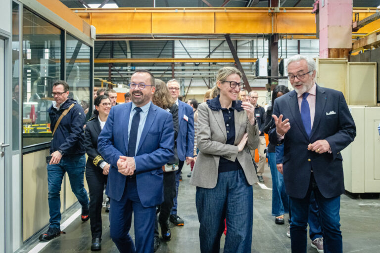 France, Lyon, 2025-04-24. Astrid Panosyan Bouvet, Minister for Labour, and Yannick Neuder, Minister for Health, during t