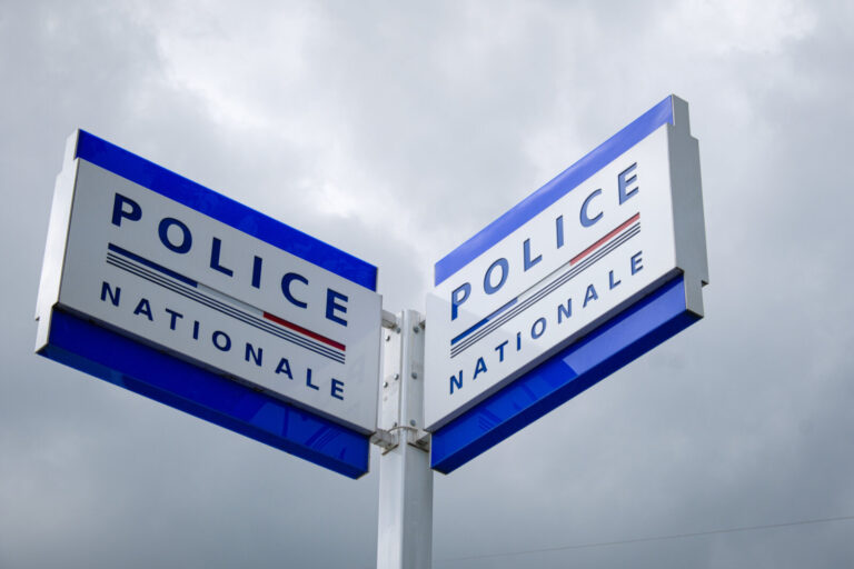 France, Villefranche sur Saone, 2023-06-23. National police sign above a police station. Photograph by Franck CHAPOLARD 