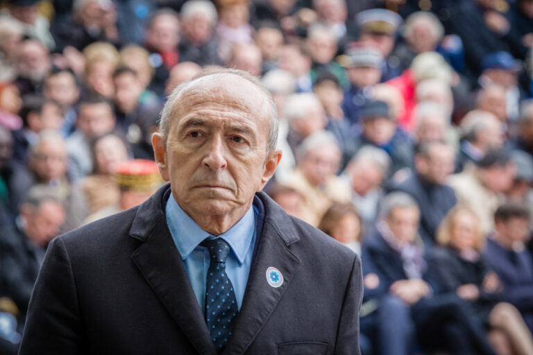France, Lyon, 2017-05-08. Gerard Collomb mayor of Lyon for the 8 May ceremony at the parc de la tete d'or. Photograph by