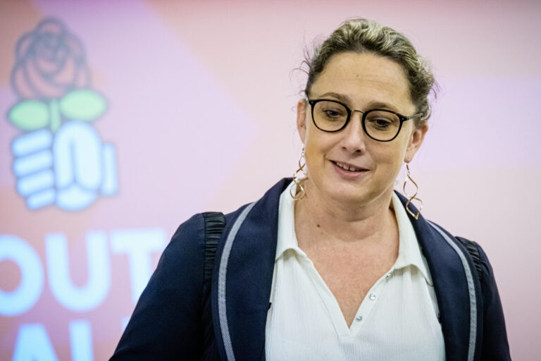 France, Lyon, 2024-11-10. Murielle Laurent, MEP for the Progressive Alliance of Socialists and Democrats group, presents